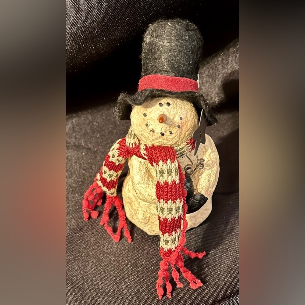 VTG Primitive Resin Snowman Figurine Rustic Christmas Folk Art Winter Decor 6”